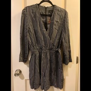 Topshop black & white striped long sleeve romper